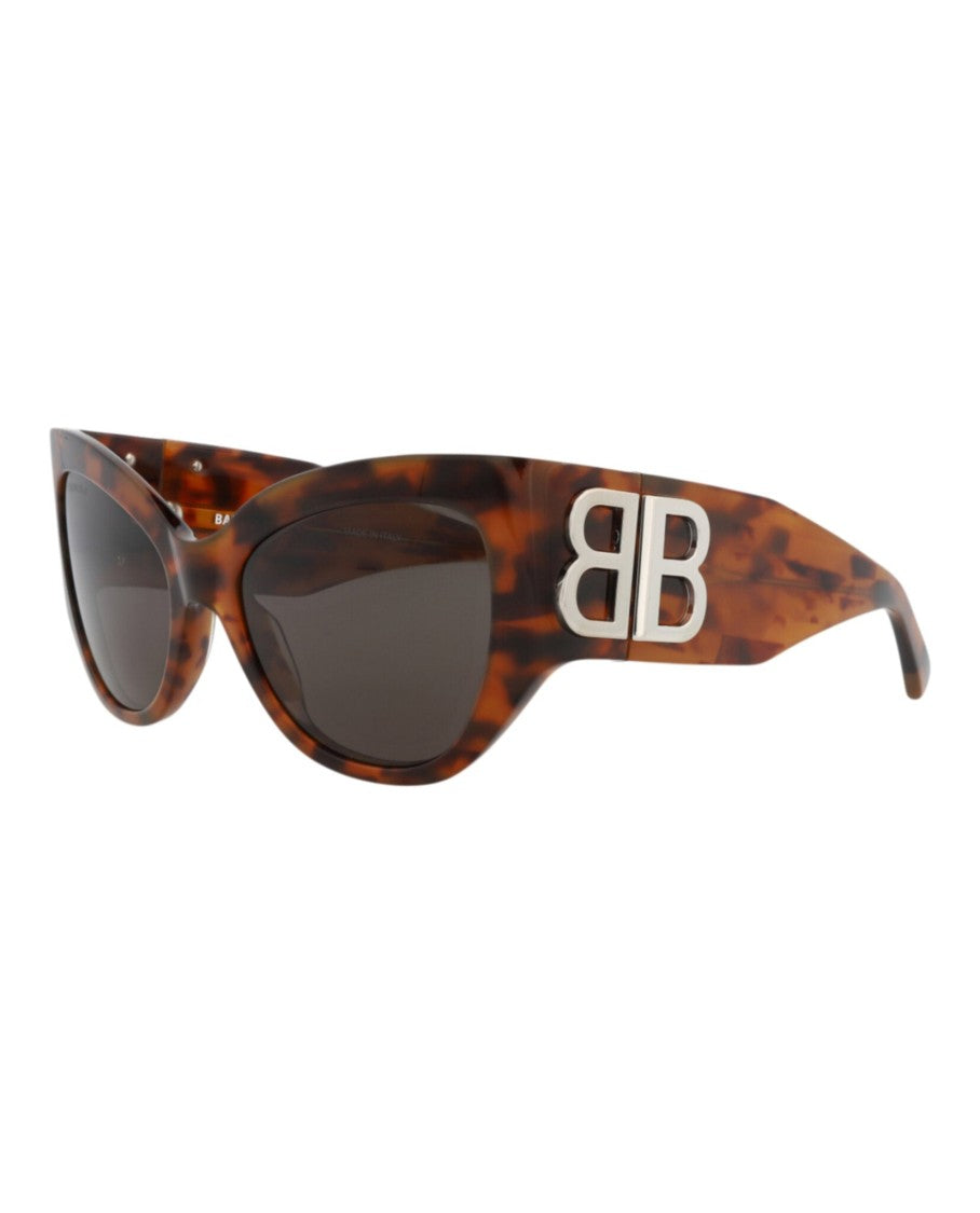 Balenciaga Tortoiseshell Cat Eye Sunglasses With Metallic Logo Accents