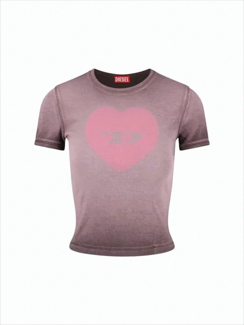 Diesel Fitted Mauve Graphic Crop Top