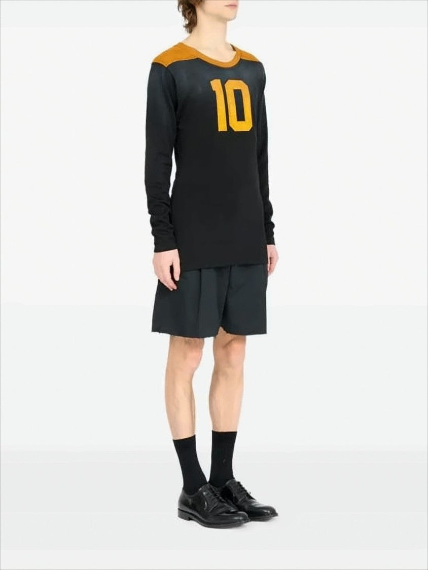 Maison Margiela Long-Sleeve Black Shirt With Orange Accents