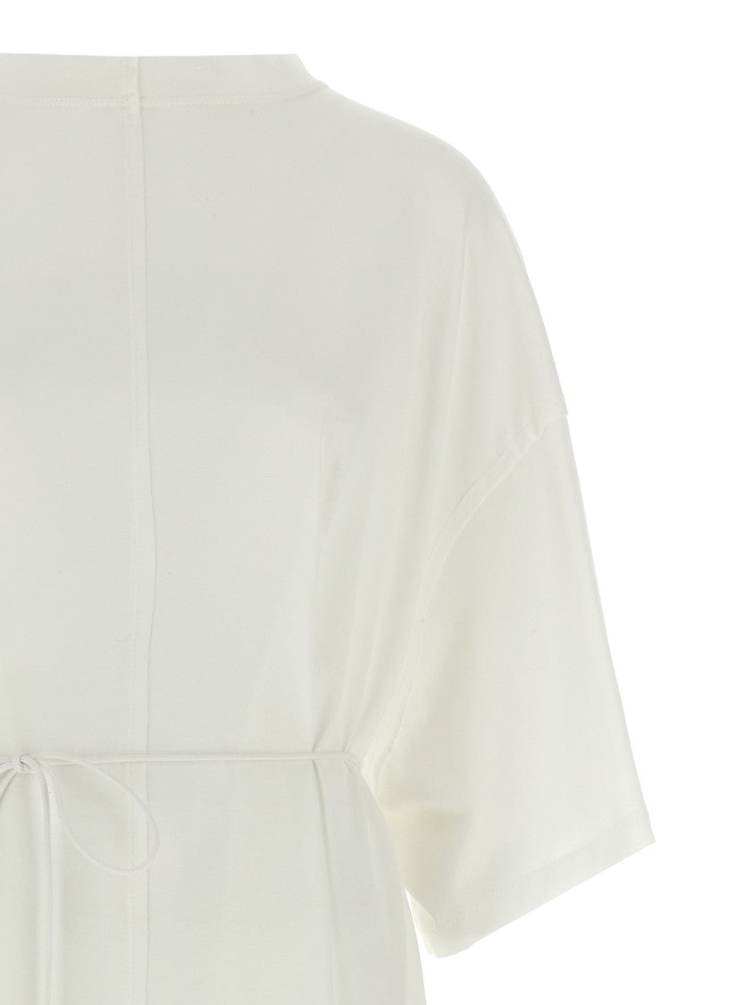 Di.La3 Pari' Asymmetrical White T-Shirt With Waist Belt