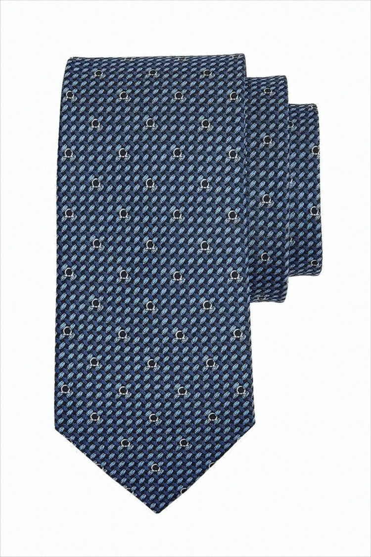 Salvatore Ferragamo Textured Blue Silk Tie