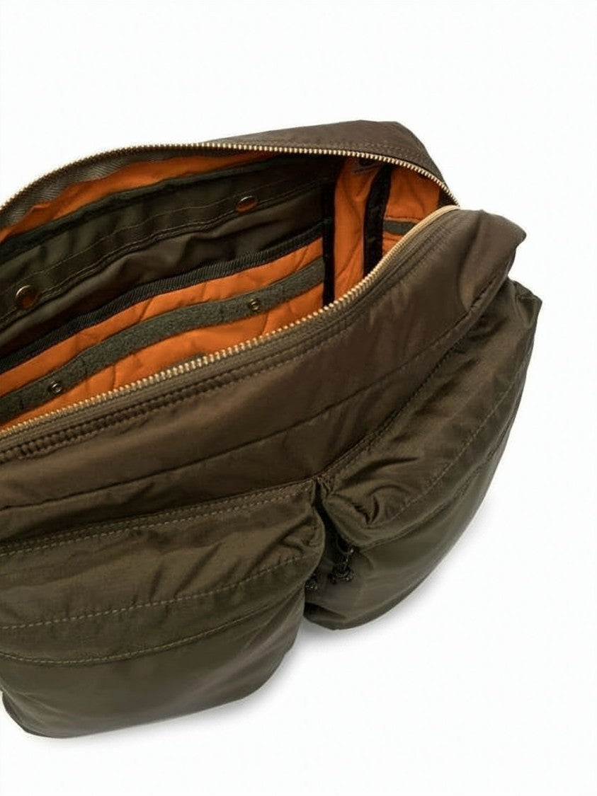 Porter Rectangular Green Shoulder Bag With Padded Exterior