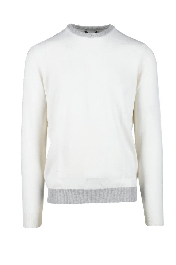 Fama White Crewneck Silk-Blend Sweater