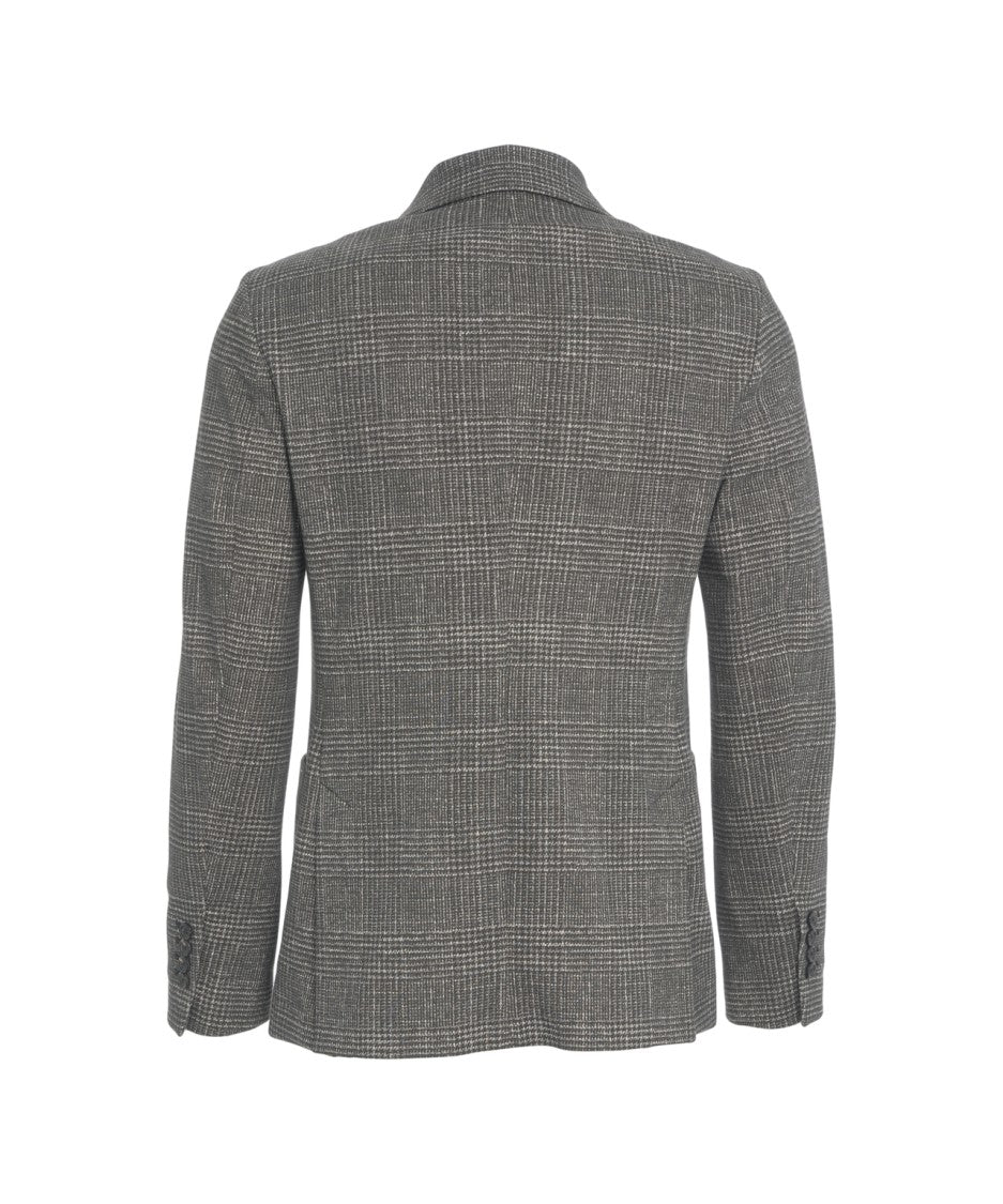 Circolo 1901 Double-Breasted Glencheck Blazer With Wide Lapels And Patch Pockets