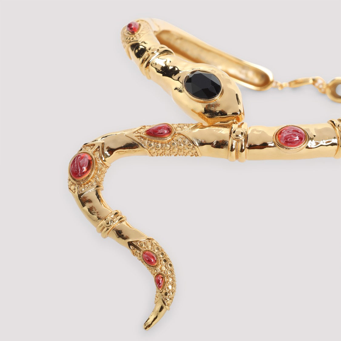 Roberto Cavalli Snake Design Gold Brass Necklace With Pearl Accents