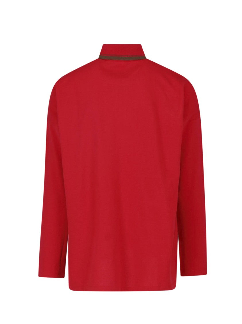 Vivienne Westwood Red Long-Sleeve Piqué Cotton Polo Shirt