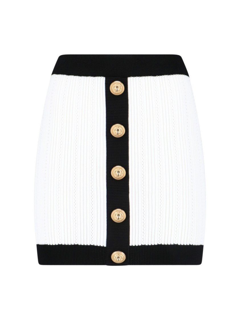 Balmain Viscose Blend Mini Skirt White