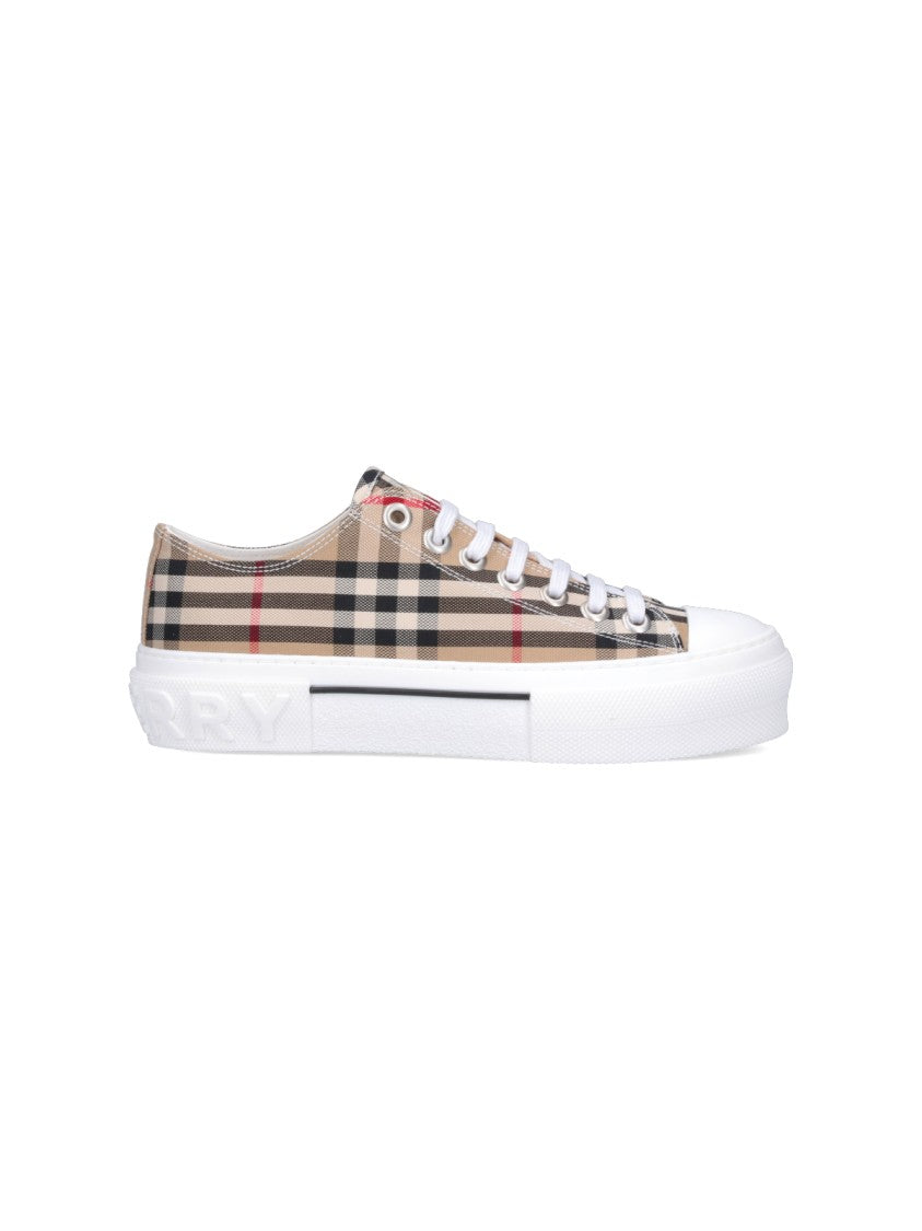 Burberry Check Pattern Low-Top Sneakers With Logo Accents