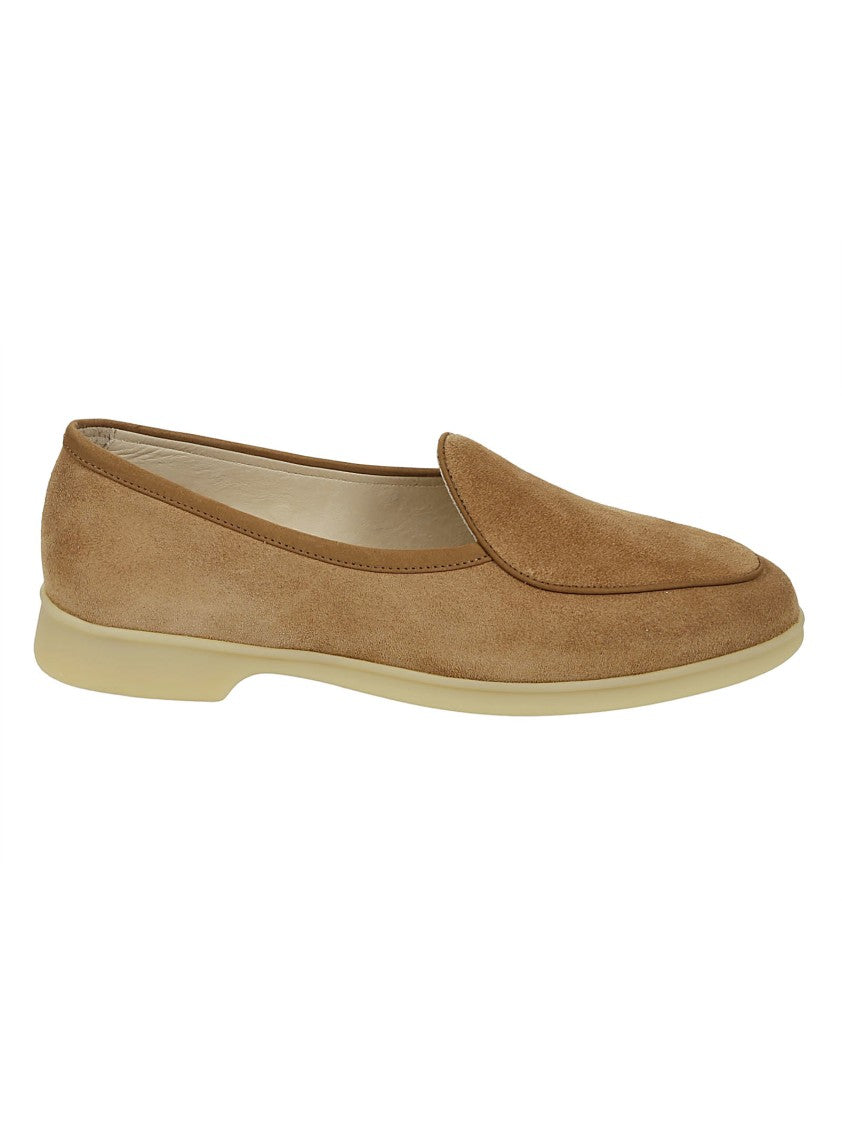 Baudoin & Lange Beige Suede Moccasin With Minimalistic Design