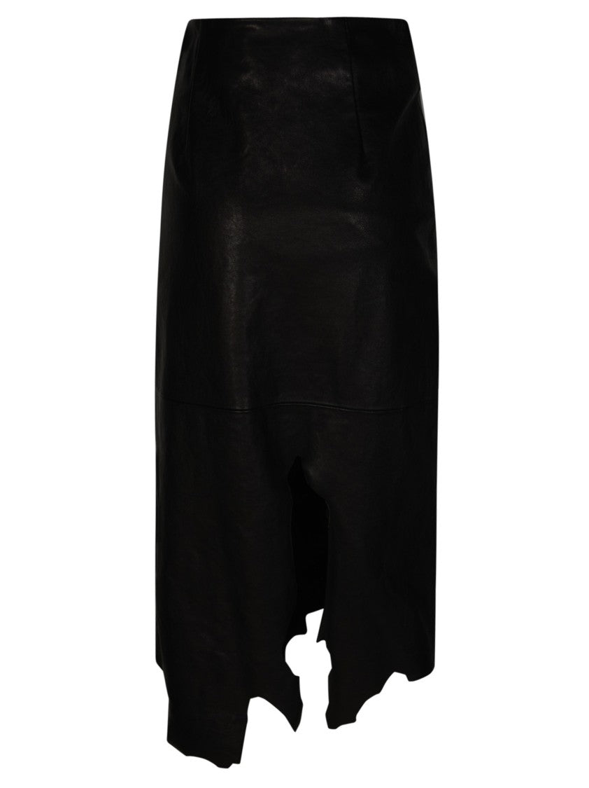 Diesel Asymmetrical Jagged Hem Leather Skirt