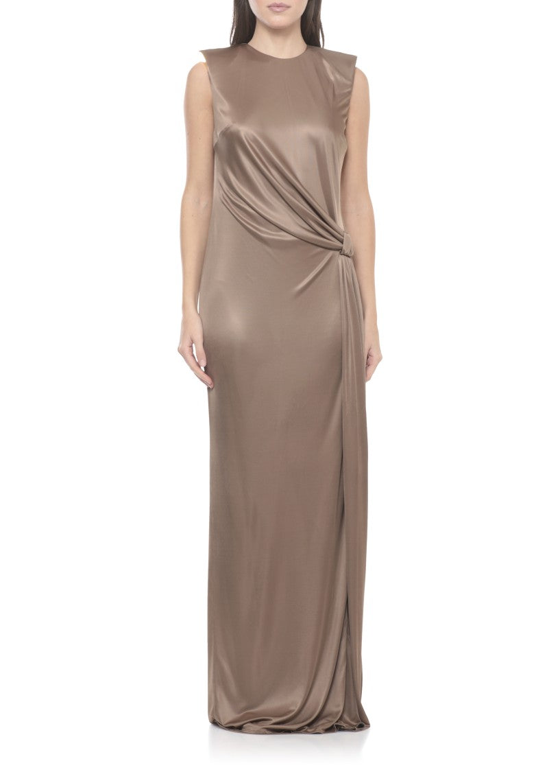 Elisabetta Franchi Viscose Dress With Bare Back And Metal Shoulder Details