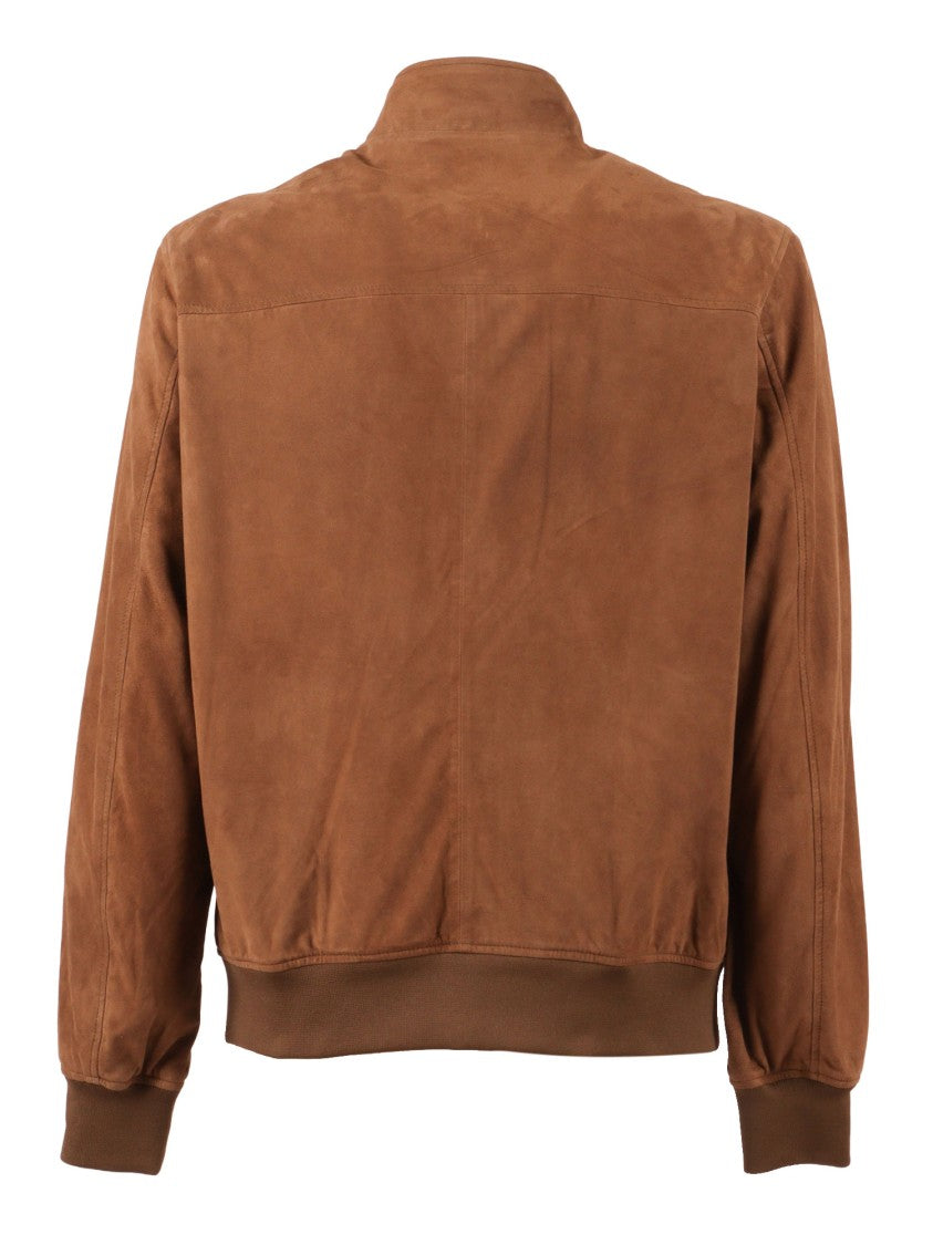 Schott Nyc Brown Suede Stand Collar Leather Jacket