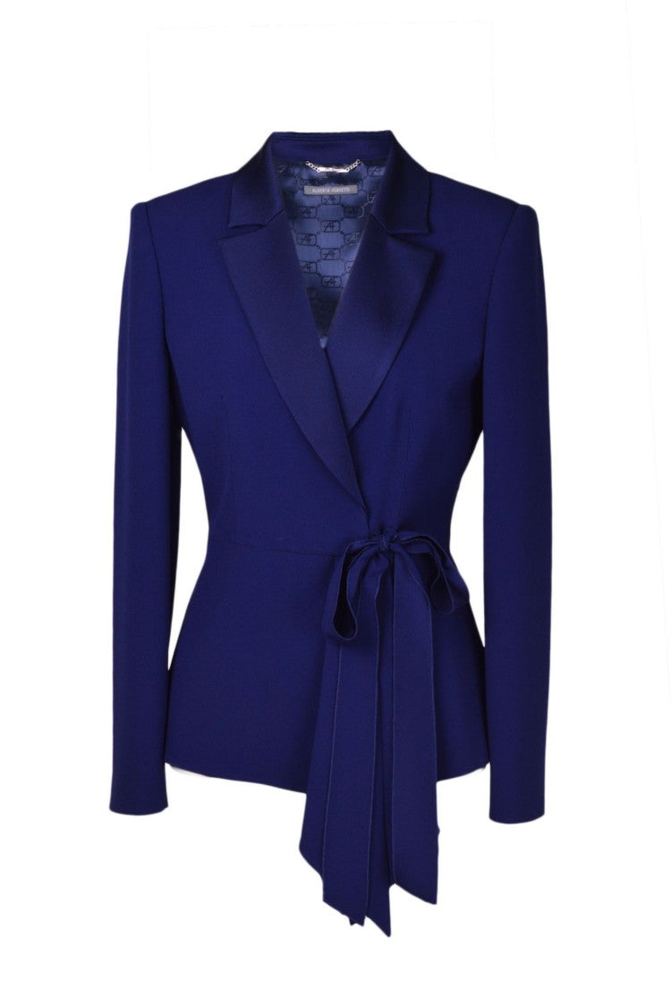 Alberta Ferretti Tailored Deep Blue Jacket Notch Collar
