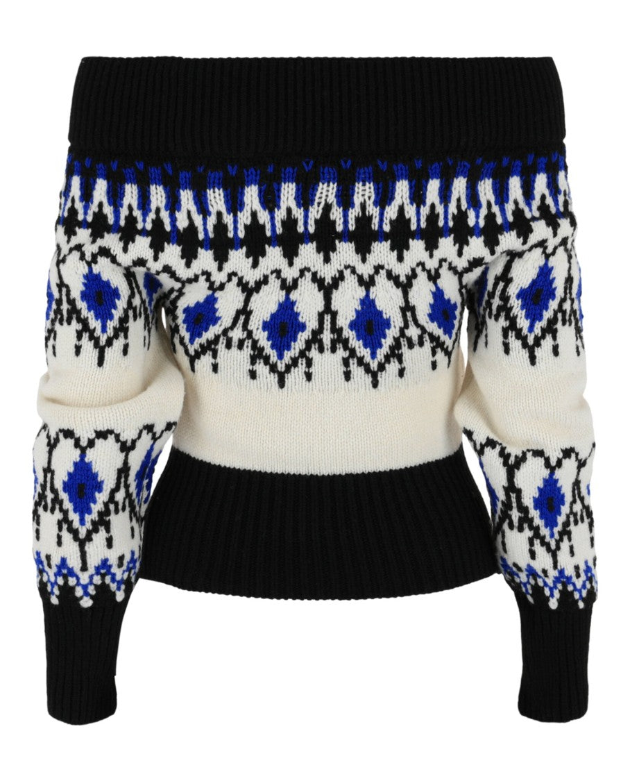 Alexander Mcqueen Geometric Fair Isle Knit Sweater With Heart Motifs
