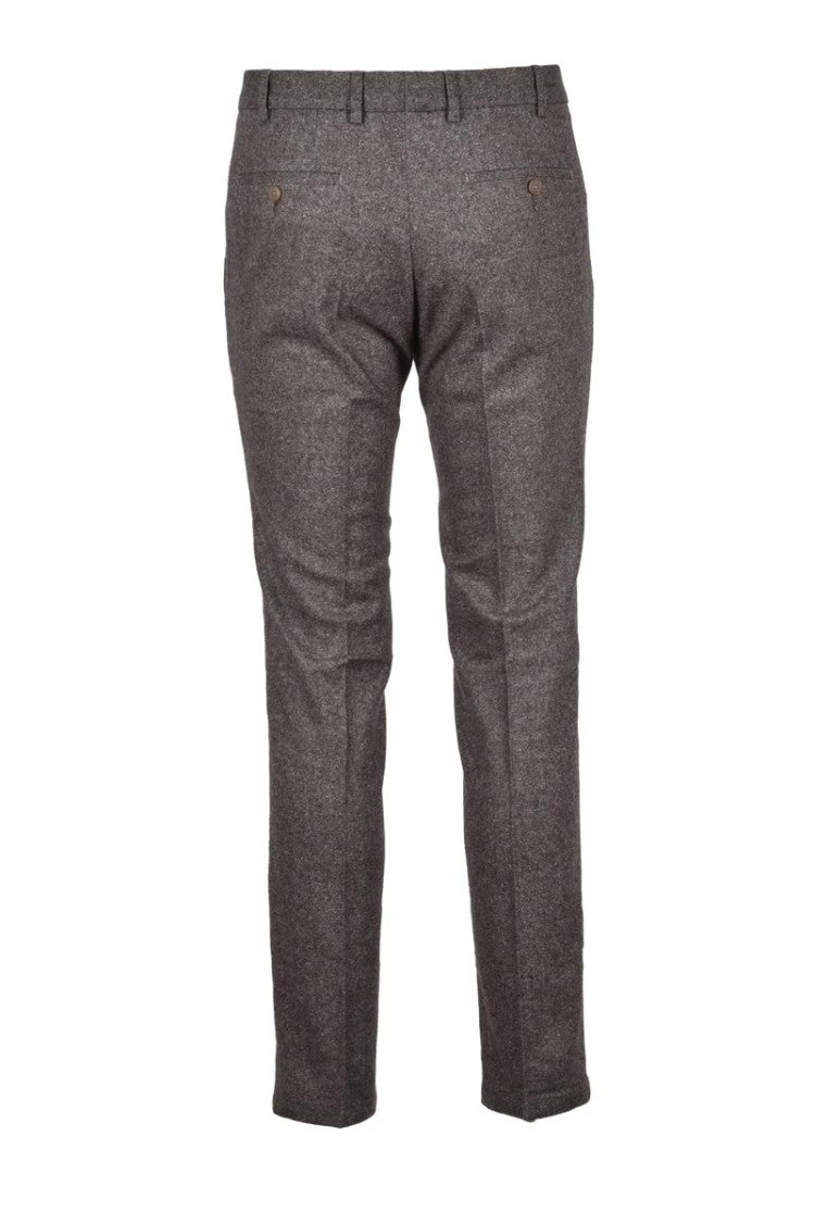 Digel Tailored Brown Trousers With Textured Finish And Straight Leg Design