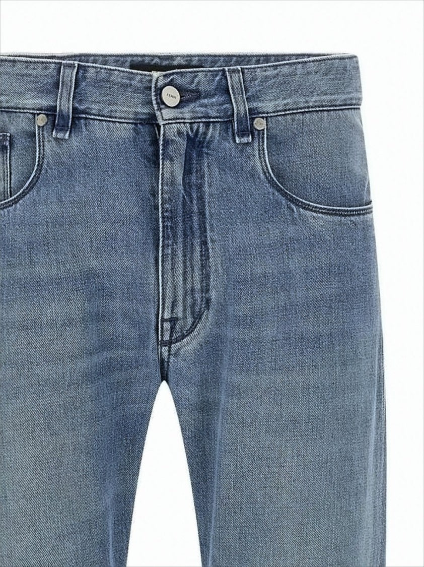 Fendi Classic Mid-Blue Straight-Leg Denim Pants