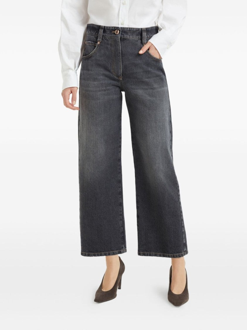 Brunello Cucinelli Dark Grey Classic Five-Pocket Trousers With Concealed Fly