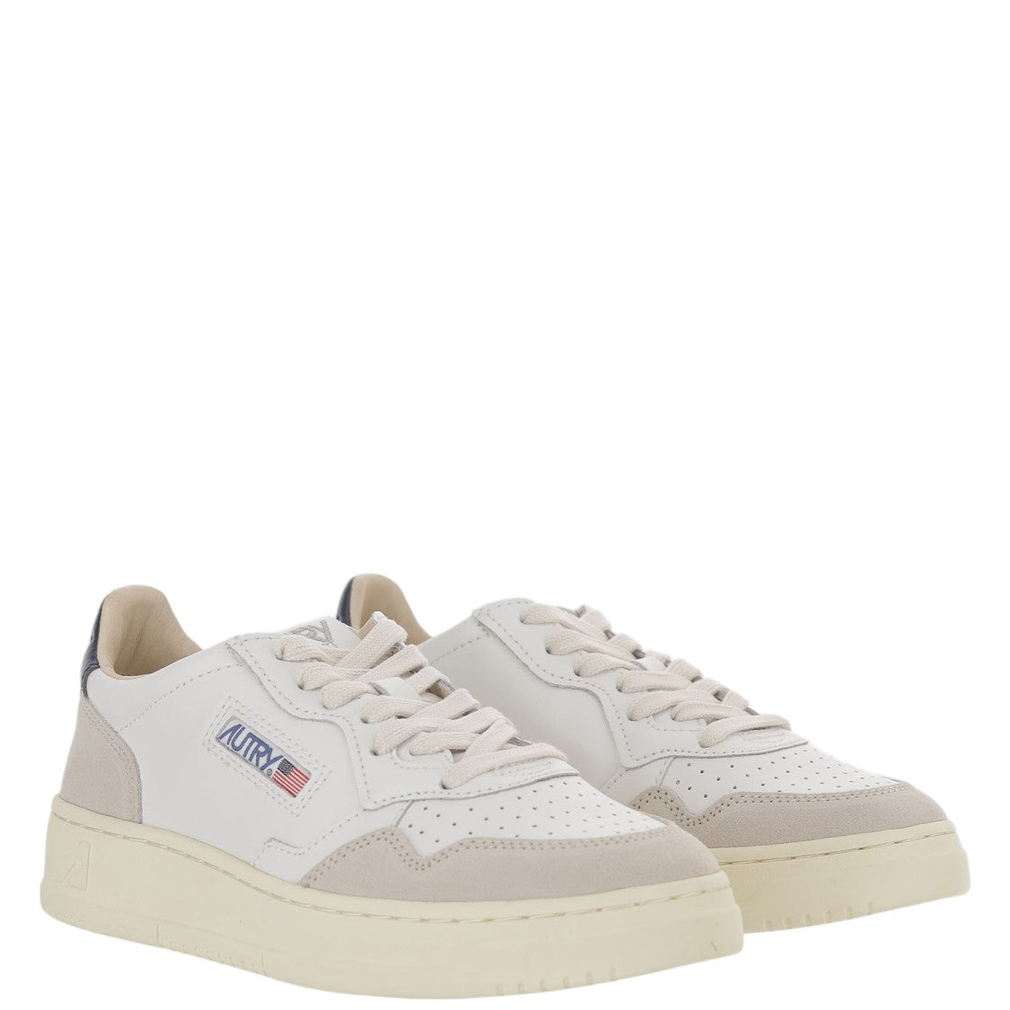 Autry Perforated Leather Sneakers With Suede Inserts And Rubber Sole