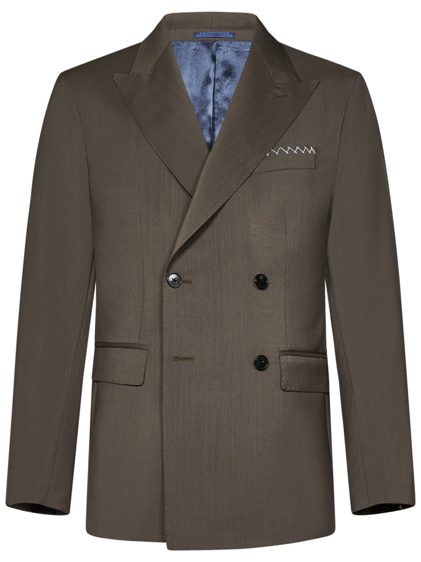 Low Brand Cord-Colored Tropical Virgin Wool Double-Breasted Blazer