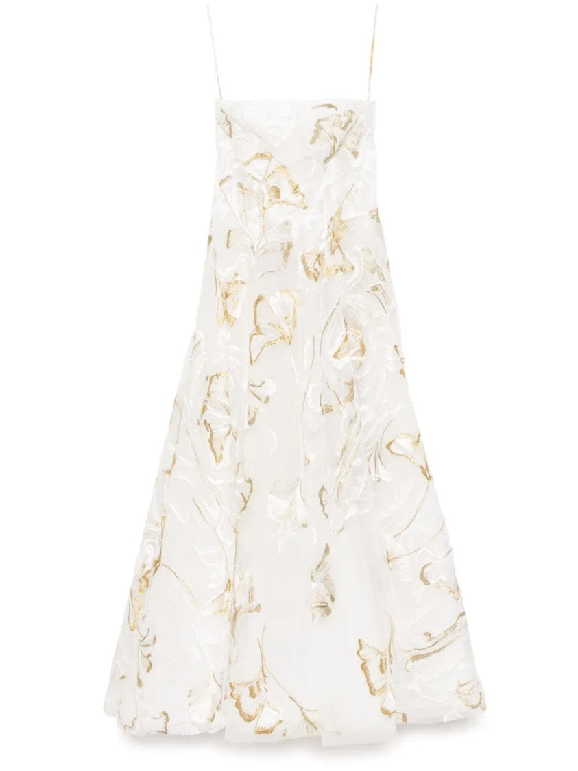Saiid Kobeisy Strapless Embroidered Midi Dress