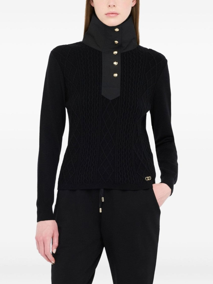 Liu Jo Classic Black Sweater With Round Neckline