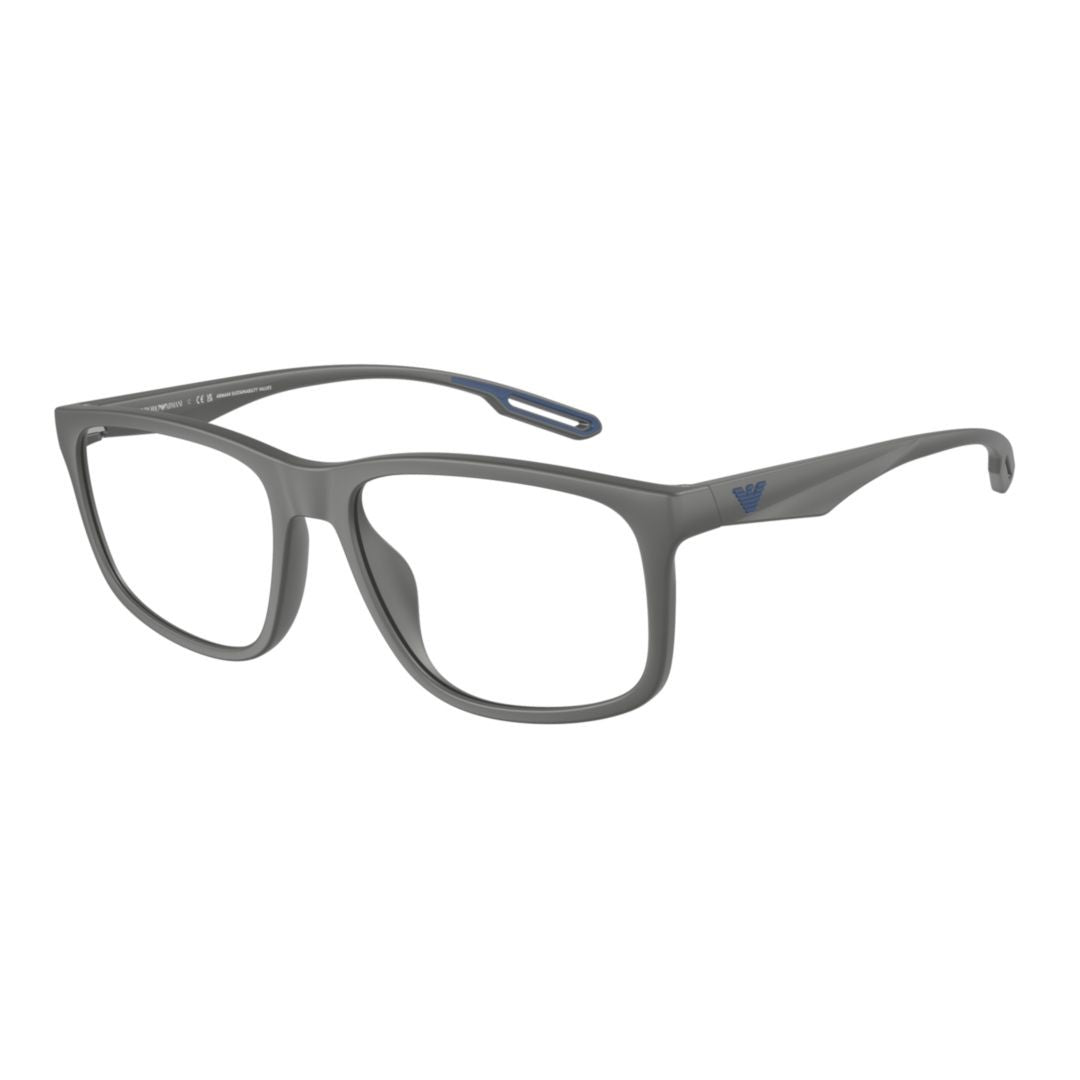 Emporio Armani 3209U Vista Rectangular Matte Finish Eyeglasses With Subtle Blue Accents