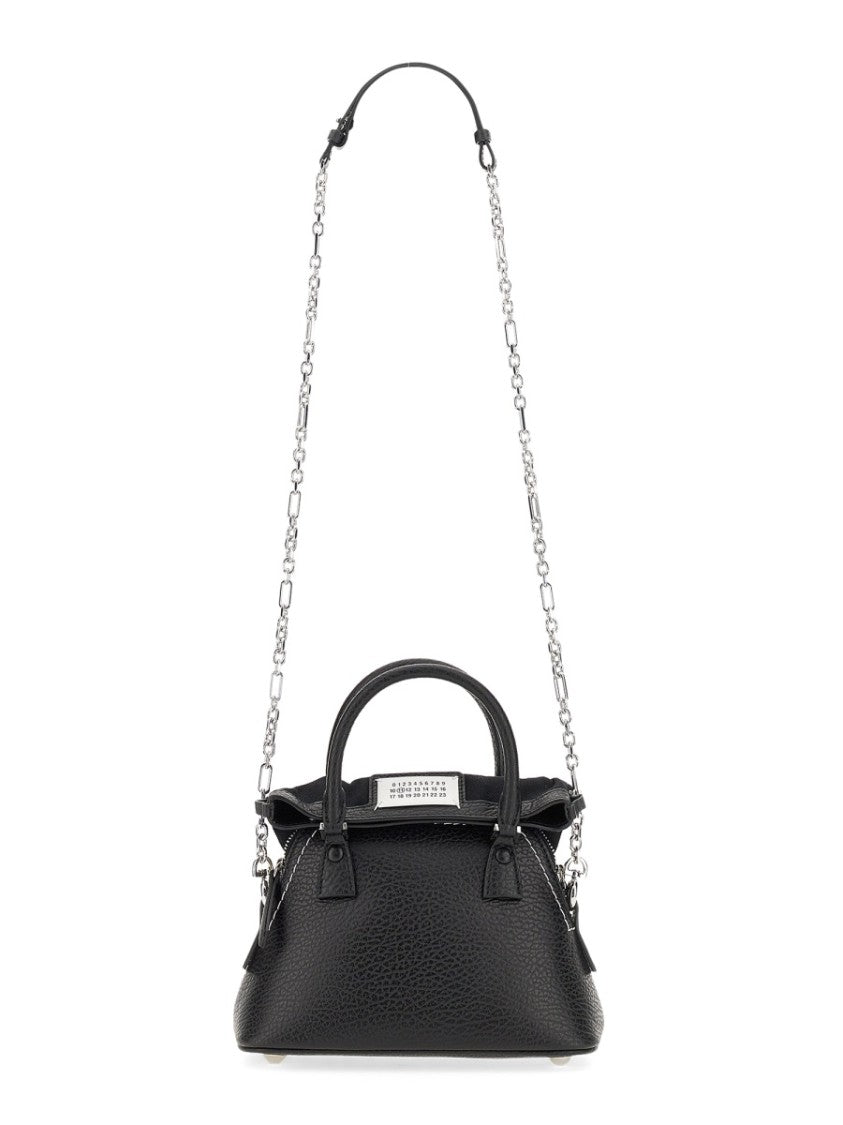 Maison Margiela Structured Textured Handbag With Detachable Chain Strap