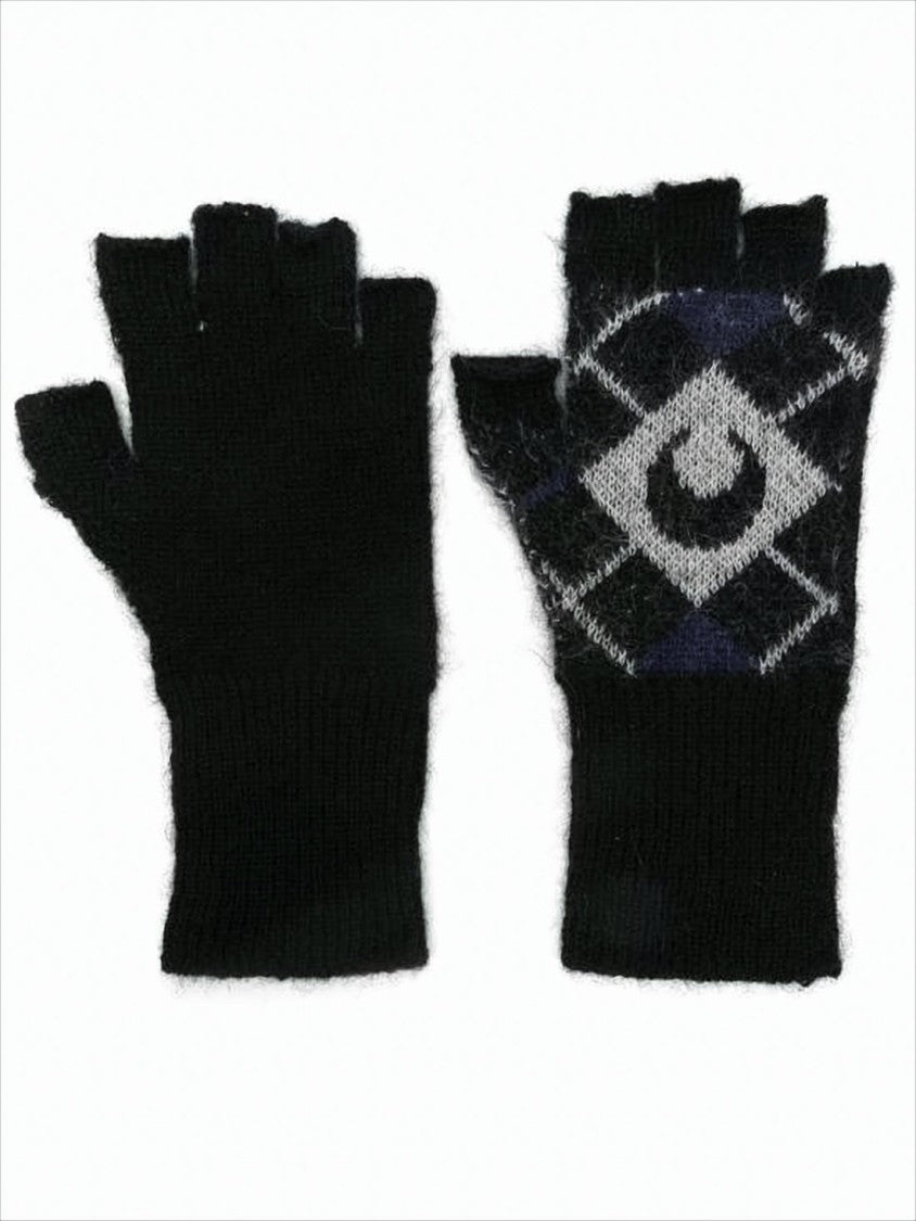 Marine Serre Geometric Patterned Fingerless Gloves With Crescent Moon Motif