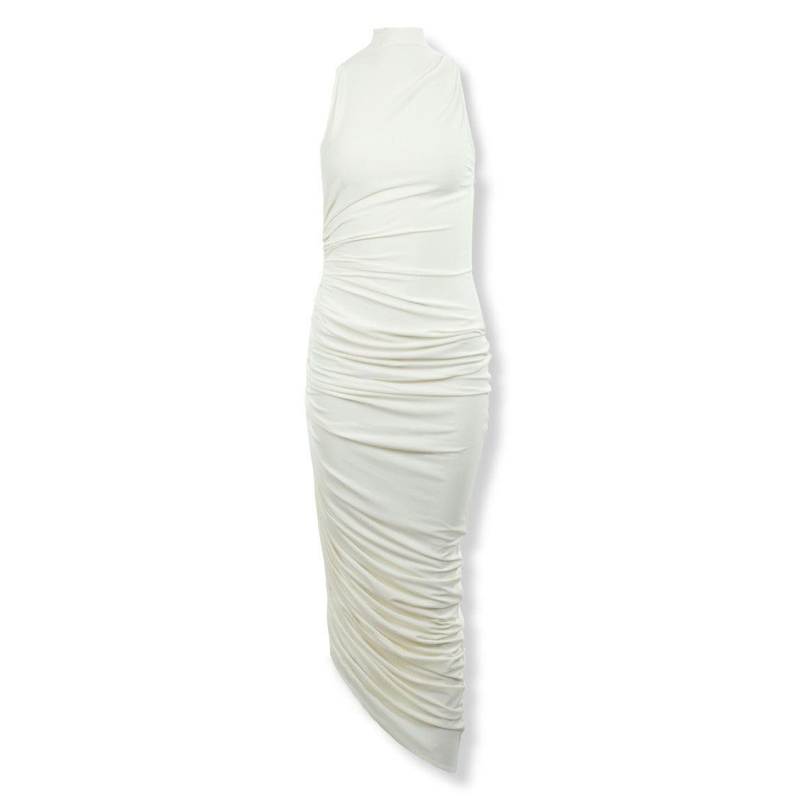 Jacquemus High-Neck Sleeveless Midi Dress With Asymmetrical Hem