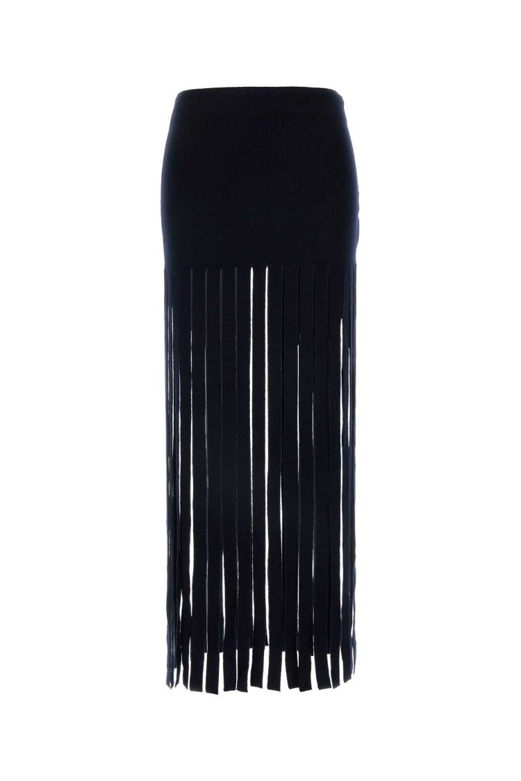 Alanui Midnight Blue Stretch Wool Blend Skirt