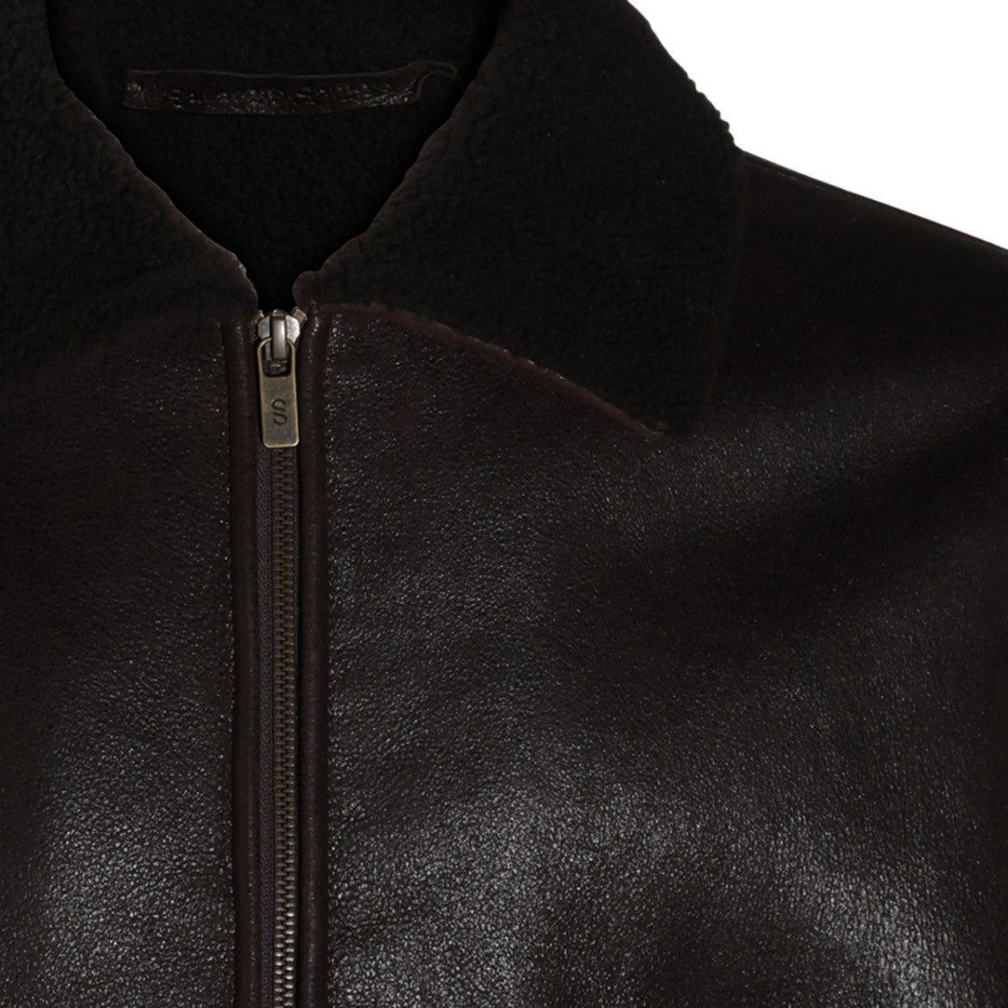 Salvatore Santoro Brown Leather Ribbed Cuff Jacket