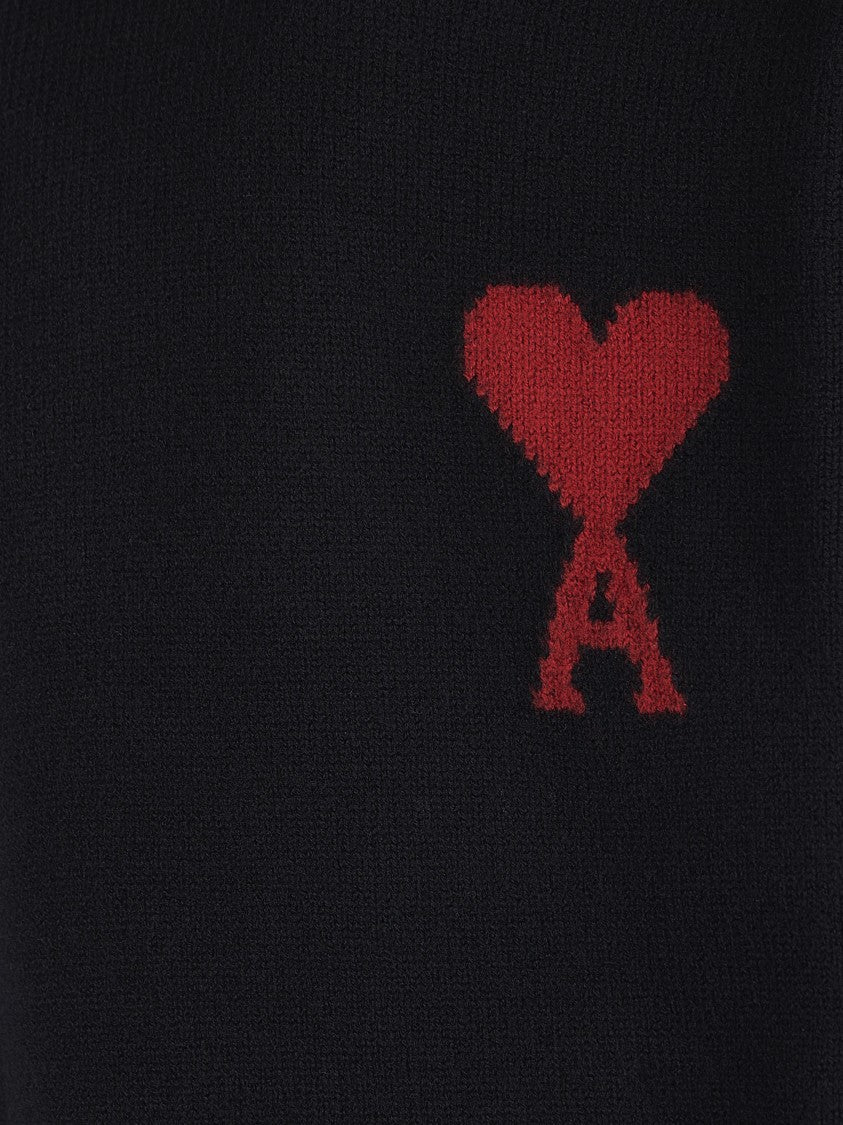 Ami Felted Wool Sweater With High Neck