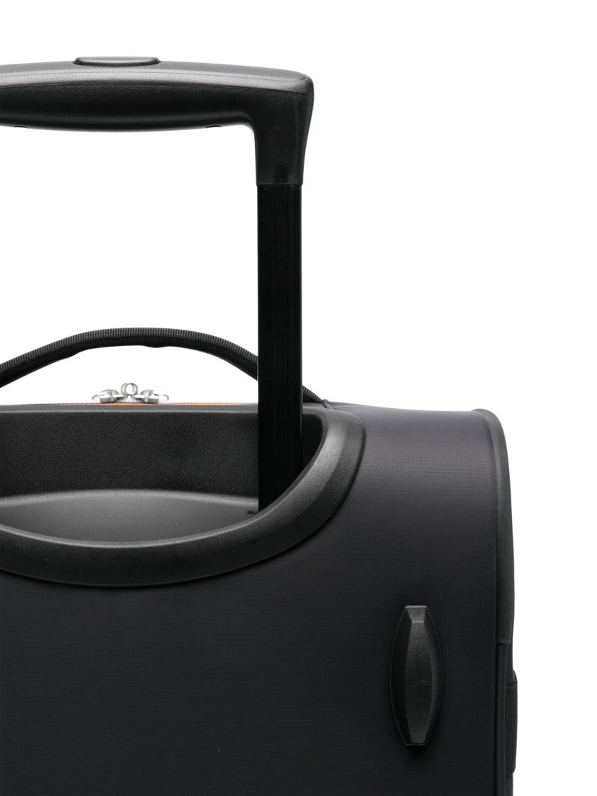 K-Way Compact Square-Shaped Black Suitcase With Accented Zippers