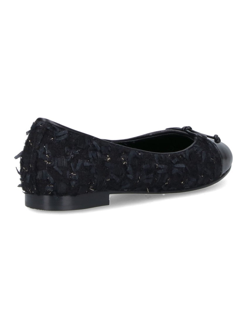 Tory Burch Tweed Ballet Flats With Leather Toe Cap
