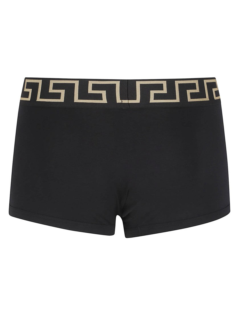 Versace Black Boxer Briefs With Gold Greek Key And Medusa Emblem