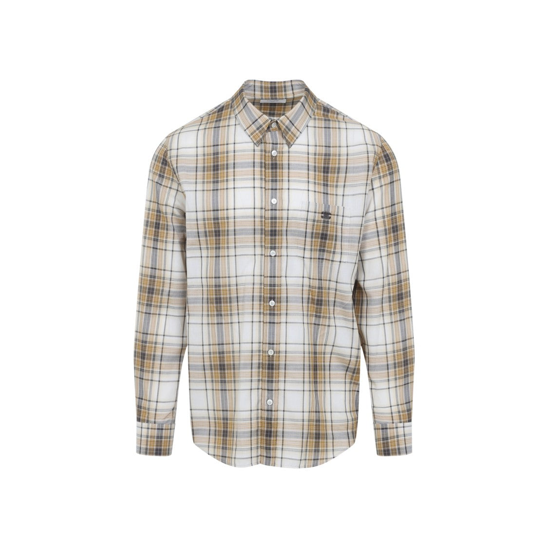 Celine Checked Pattern Cotton Shirt With Pointed Collar