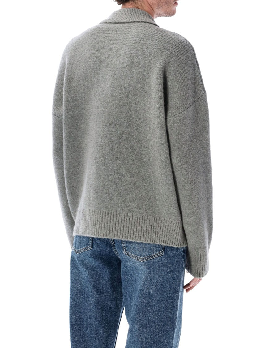 Ami Paris Brown Adc Polo Wool Sweater