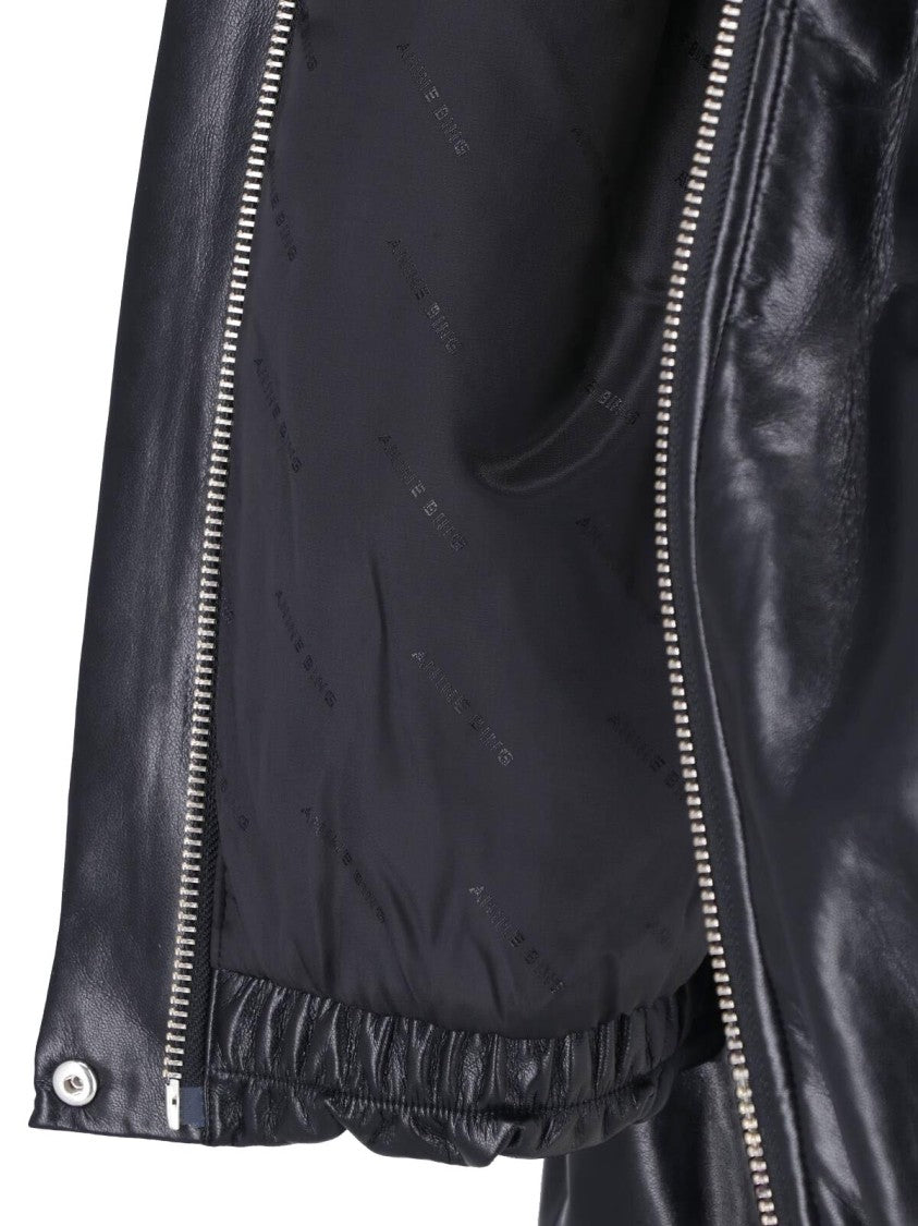 Anine Bing Black Cyrus High-Collar Leather Jacket