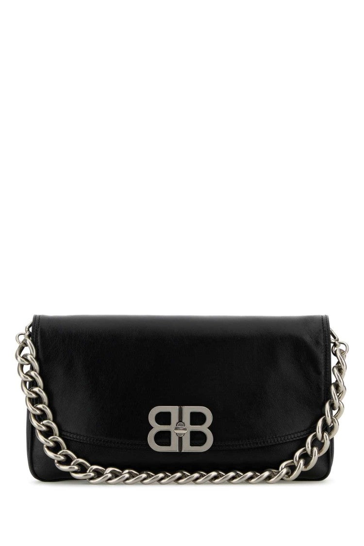 Balenciaga Black Leather Medium Bb Soft Shoulder Bag