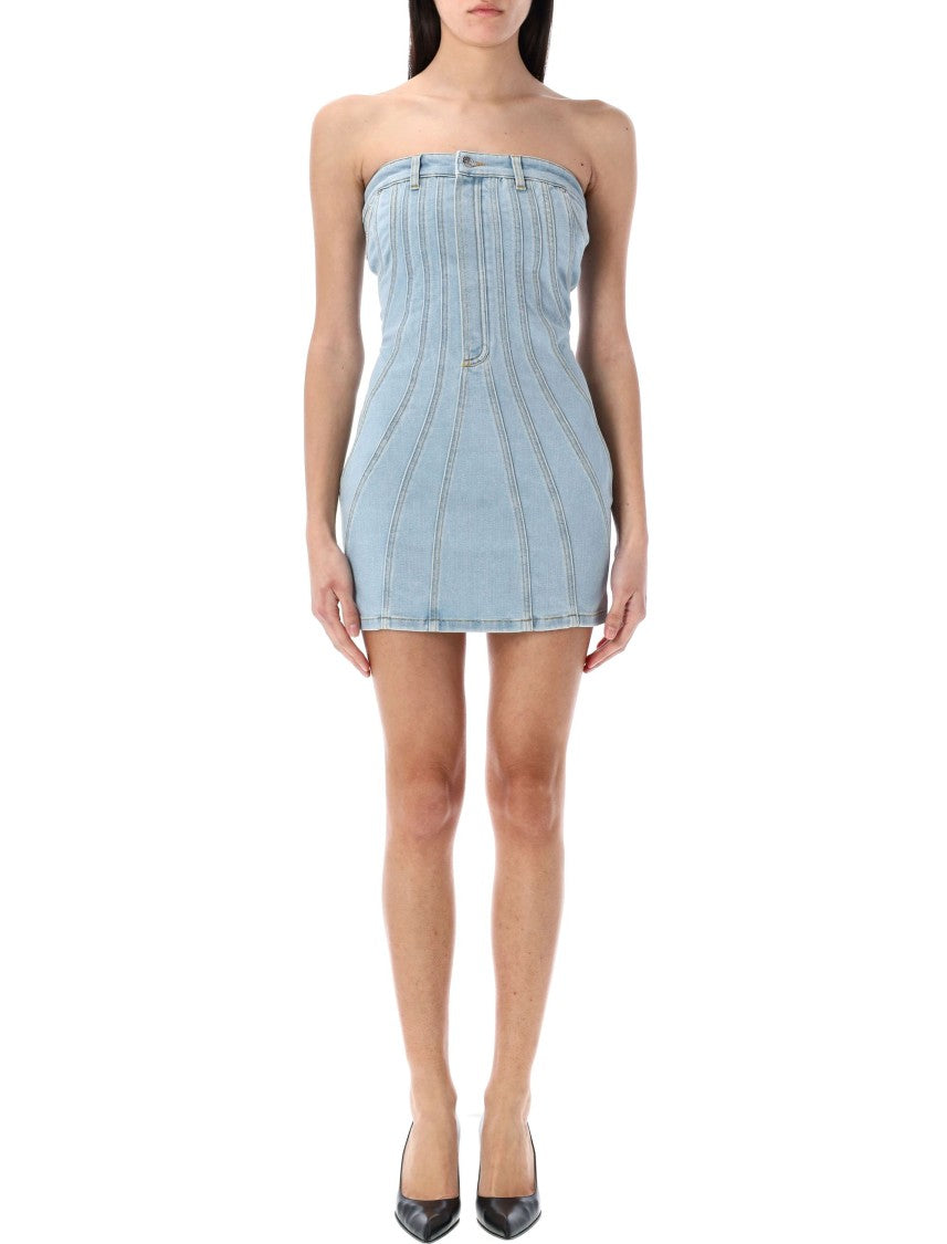 Mugler Denim Bustier Mini Dress