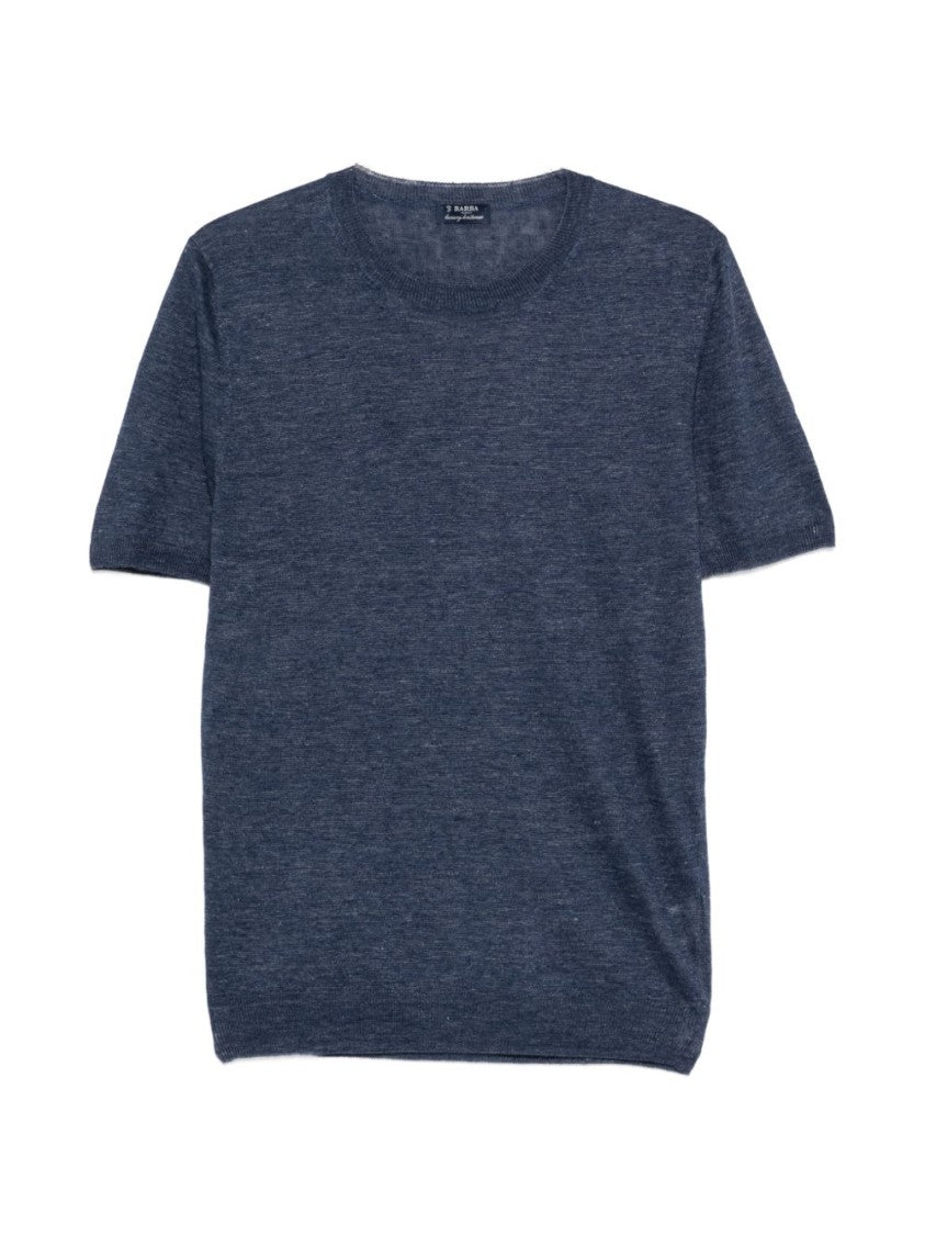 Barba Crew Neck Short-Sleeved Top With Subtle Chest Detail