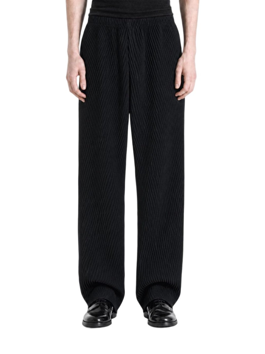 Homme Plissé Issey Miyake Pleated Textured Elastic Waist Wide-Leg Pants