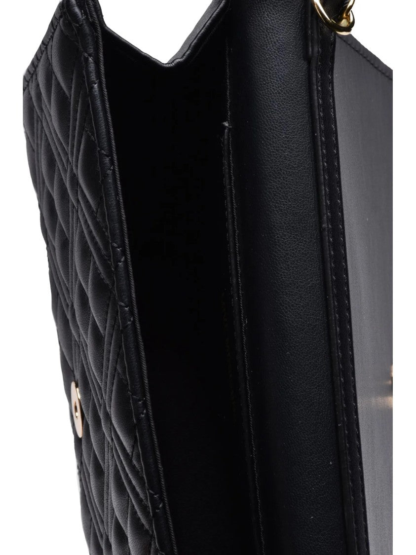 Love Moschino Black Polyurethane Gold-Hardware Shoulder Bag