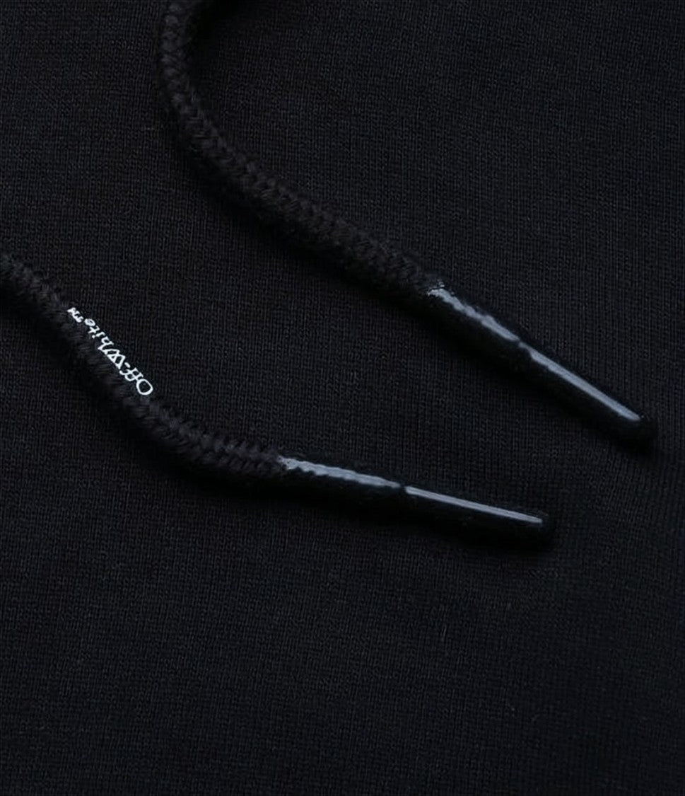 Off-White Black Hoodie With Graphic Print And Iconic Arrow Motif