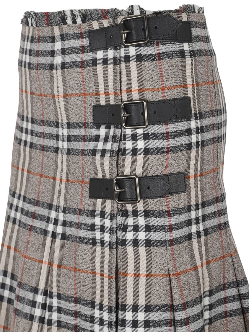 Burberry Classic Pleated Wool Midi Skirt