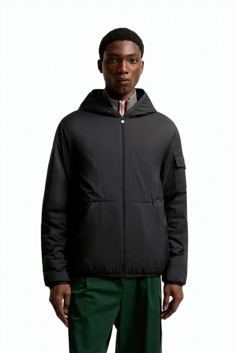Moncler Quilted Lightweight Padded Jacket With Textured Knit Detail