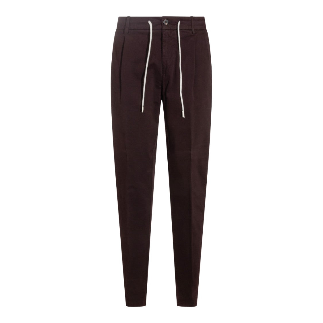 Eleventy Drawstring Waist Straight-Leg Pants Drawstring Closure Cotton - Bordeaux