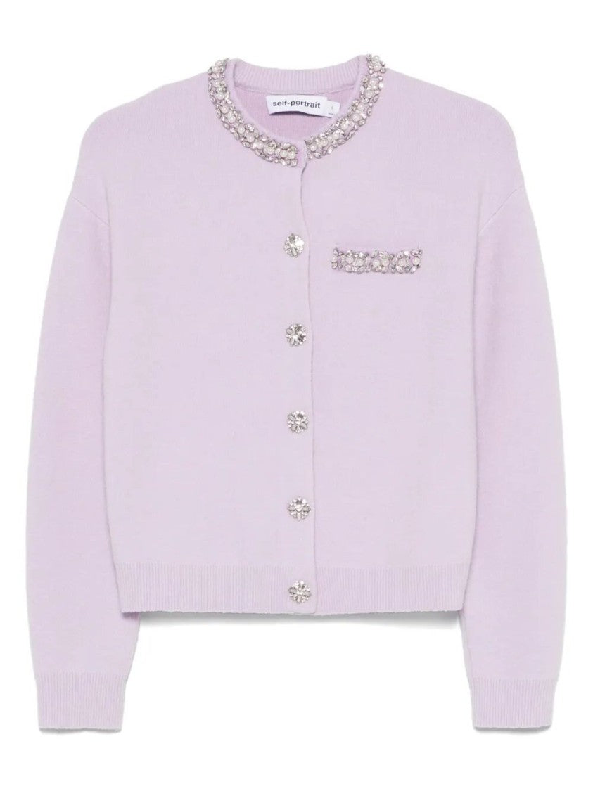 Self-Portrait Crystal Trim Cardigan