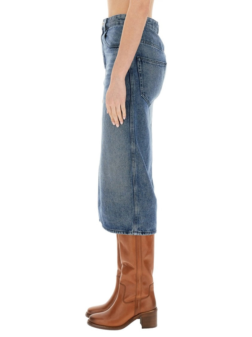Isabel Marant Tilauria Lyocell-Blend Front Slit Midi Skirt