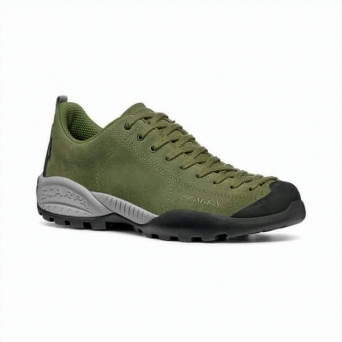 Scarpa Olive Green Suede Low-Top Sneakers
